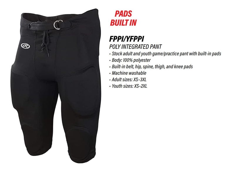 Rawlings | Adult Game/Practice Football Pants, Black, X-Large - Image 2